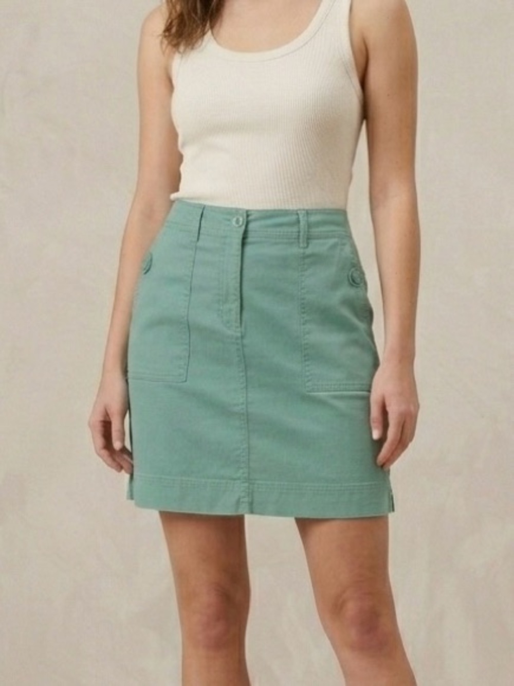 Jones New York Signature Green Cotton Above The Knee Utility Mini Skirt Size 8